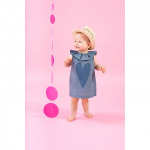 Sukienka z Serduszkiem ( Bez Rękawków ) Love Summer / Niebieska, PINOKIO