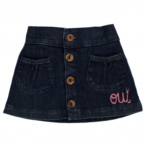 Spódnica Jeansowa z Haftem, Colette/Granatowa, PINOKIO