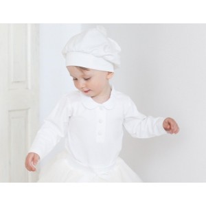 Beret / Czapka z Tiulowym Chwościkiem, Celebrity Girl / Ecru, PINOKIO