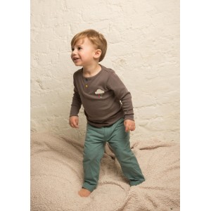 Organiczna Bluzka z Haftem - Chmurka, Dove Grey, LITTLE GREEN RADICALS