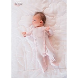 Body Kimono z Haftem Króliczka (Długi Rękaw) - Leniuszek / Różowe, SOFIJA