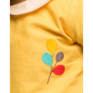Organiczna Sukienka z Popeliny z Kołnierzykiem & Haftem - Kolorowe Baloniki / Żółta, LITTLE GREEN RADICALS - 56/62