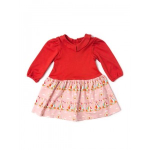 Organiczna Sukienka z Kołnierzykiem - Kolorowe Szałasy, Peter Pan, LITTLE GREEN RADICALS - 110/116