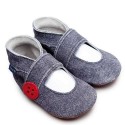 Skórzane Buciki - Mary Jane / Denim, 6-12m-cy, INCH BLUE