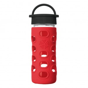 Szklana Butelka, Osłona Silikonowa - Apple Red, 350ml, LIFEFACTORY Szklana Butelka, Osłona Silikonowa - Apple Red, 350ml, LIFEFACTORY