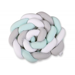 Ochraniacz - Warkocz do Łóżeczka, Miętowy / Szary / Biały, 360cm, MY SWEET BABY