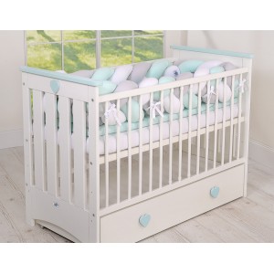 Ochraniacz - Warkocz do Łóżeczka, Miętowy / Szary / Biały, 360cm, MY SWEET BABY