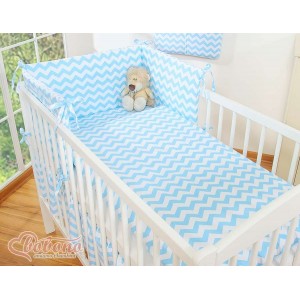 Pościel w Zygzaki - Komplet 2-Częściowy, Chevron / Niebieski, BOBONO Pościel w Zygzaki - Komplet 2-Częściowy, Chevron / Niebieski, BOBONO