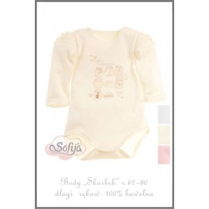Body z Bufkami i Uroczym Haftem (Długi Rękaw) - Skarbek / Ecru, SOFIJA