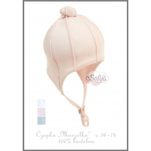 Czapka z Podwójnej Bawełny - Muszelka / Niebieska, SOFIJA - 68 Czapka z Podwójnej Bawełny - Muszelka / Niebieska, SOFIJA - 68