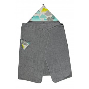 Bambusowy Ręcznik z Kapturkiem, Chmurki / Szary, 70x140 cm,, TEXPOL