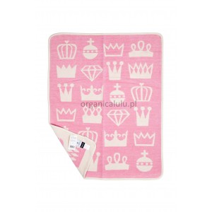 Kocyk z Bawełny Organicznej, Royal/Różowy, 70x90 cm, KLIPPAN