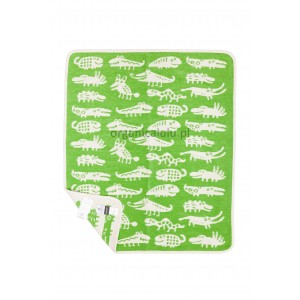 Kocyk z Bawełny Organicznej, Funnymals/Zielony, 70x90 cm, KLIPPAN