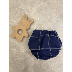 Eko manufaktura otulacz nb newborn nowa wełna plus bawełna krata granat