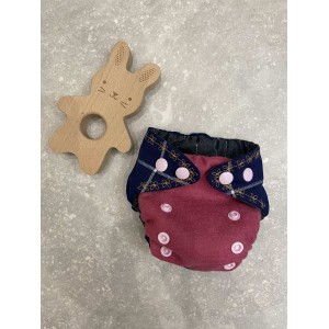 Eko manufaktura otulacz nb newborn nowa wełna plus bawełna krata granat