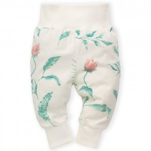 Legginsy ecru w liście ze ściągaczem Spring Light Pinokio - 62 Legginsy ecru w liście ze ściągaczem Spring Light Pinokio - 62