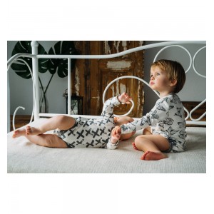 Bambusowe Body w Motylki (Długi Rękaw) Szare, PULP