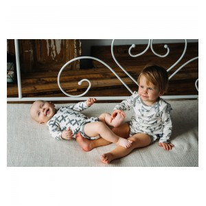 Bambusowe Body w Motylki (Długi Rękaw) Szare, PULP