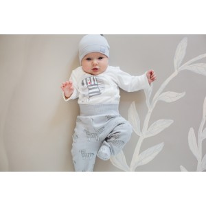 Body Rozpinane z Zebrą (Długi Rękaw) - Wild Animals / Ecru, PINOKIO