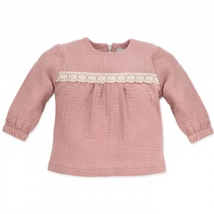 Bluzka z Koronką – Petit Lou / Różowa, PINOKIO Bluzka z Koronką – Petit Lou / Różowa, PINOKIO