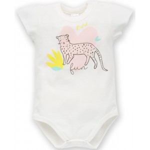 Body z Panterką (Krótki Rękaw), Sweet Panther Lato / Ecru, PINOKIO