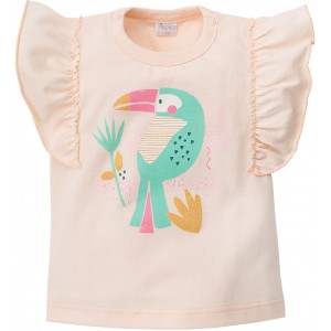 Bluzeczka z Tukanem (Krótki Rękaw) Sweet Panther Lato / Jasny Róż, PINOKIO