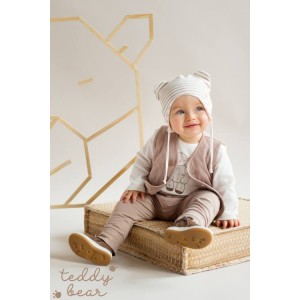 Body z Misiem (Długi Rękaw) - Teddy Bear / Ecru, PINOKIO