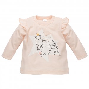 Bluzka z Panterką i Falbankami, Sweet Panther / Jasny Róż, PINOKIO